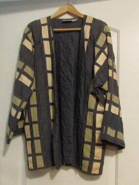 YAK MAGIK Basket Weave Buttonless Jacket Overcoat Size XL Tri-Color Nepal Cotton